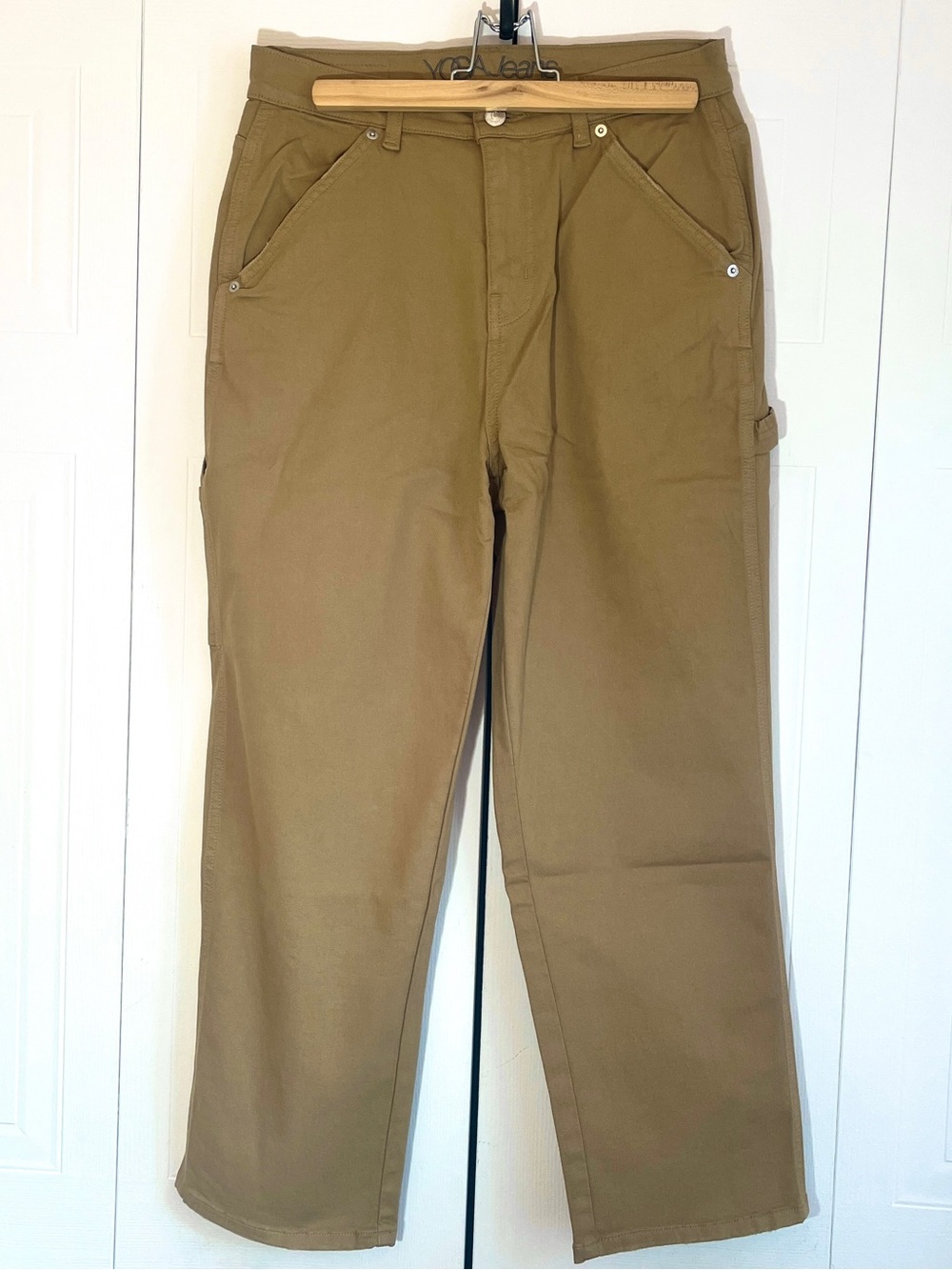 Yoga Jeans Cropped High Rise Straight Leg Olive Tan - Size 27- Inseam 26"- NWOT